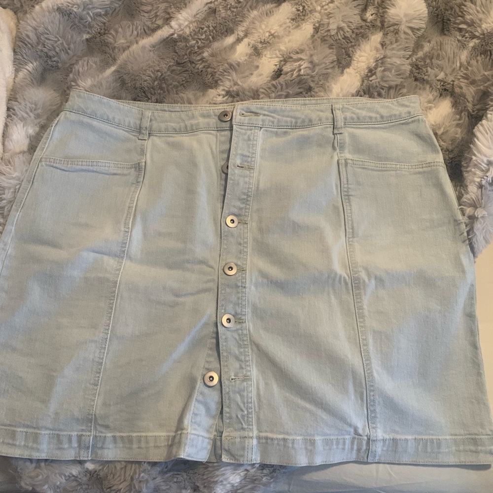 Style & Co. Light Blue Button-Down Mini Skirt